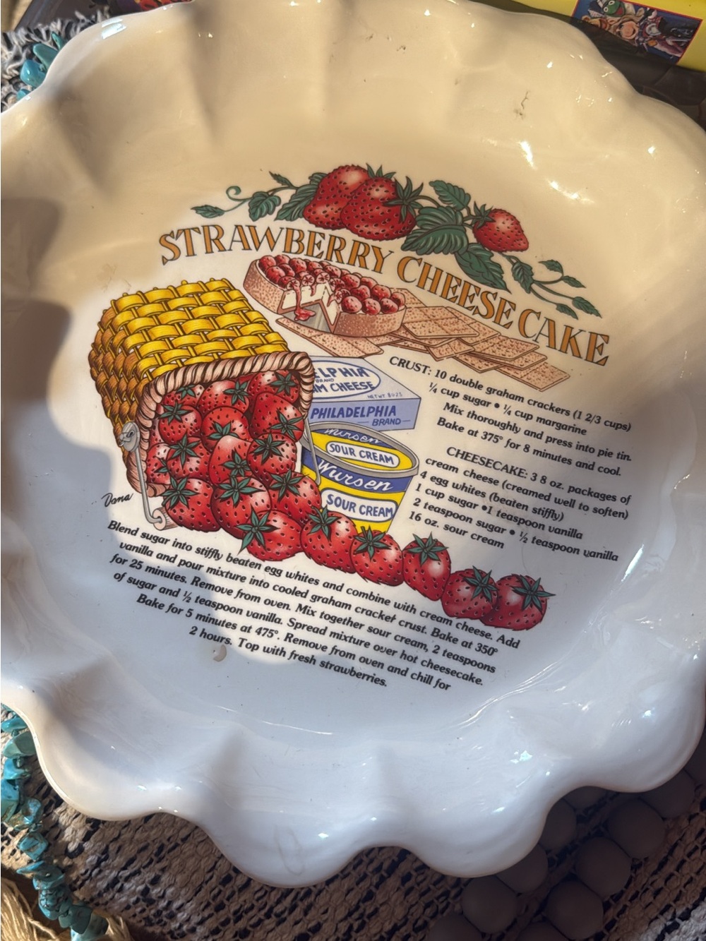 Strawberry Cheesecake Decorative Ceramic Serving Plate - White